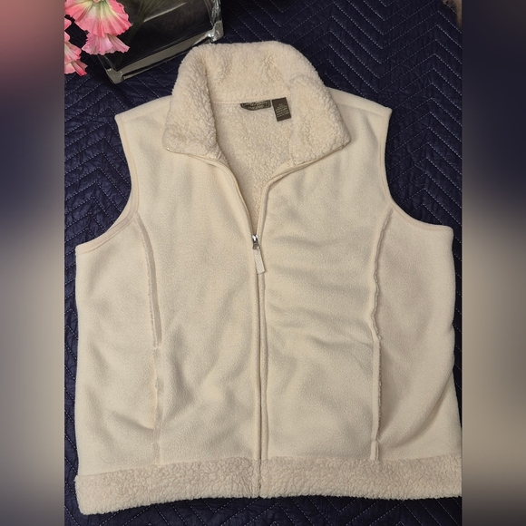 Jane Ashley Sherpa Fleece Lined Vest Full Zip Women’s Size L - Picture 6 of 9